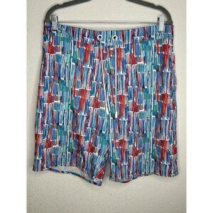 Johnnie-O Swim Trunks XL Amelia Laguna Blue Red Board Shorts Drawstring Beach